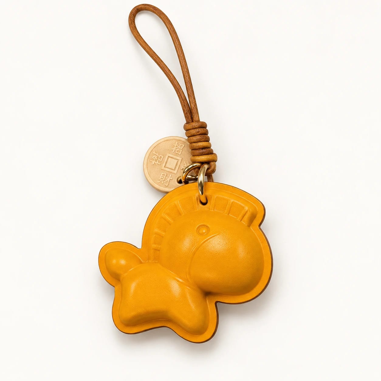 orange paw leather charm
