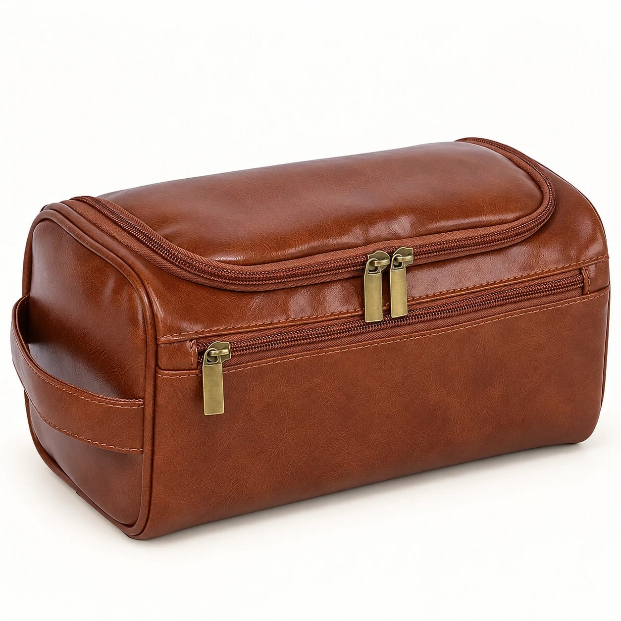 Leather-Texture Travel Wash Bag