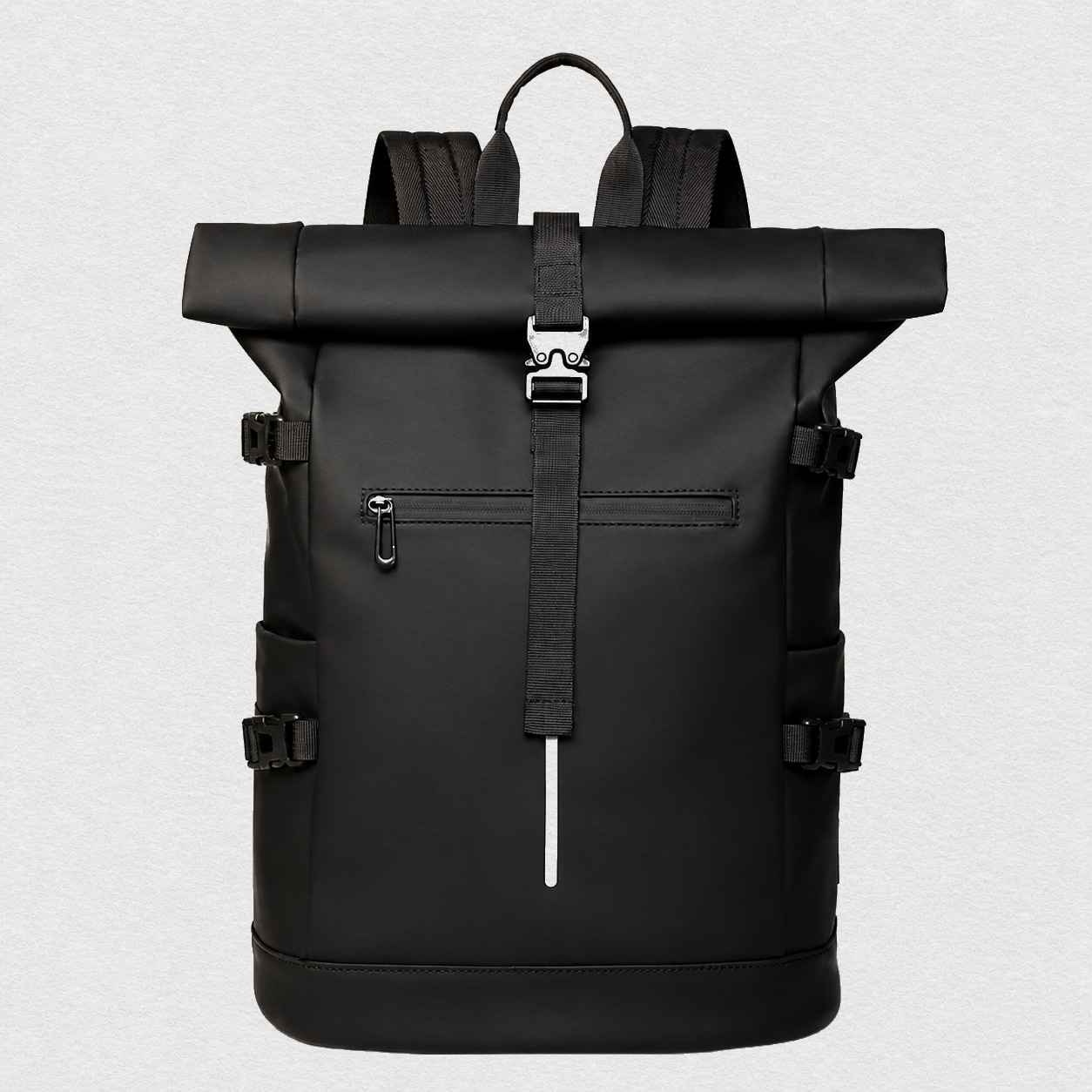 Black Roll-Top Backpack